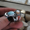 Size 6.75 - (can be stretched to a 7 at request), Moonstone & Larimar