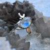 Size 6.75, Moon&Star ring, Rainbow Moonstone