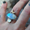 Size 6.75, Moon&Star ring, Rainbow Moonstone