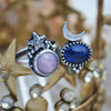 Size 6.25, Moon&Star sets, Peruvian Pink Opal & Black Opal