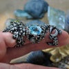 Size 7, Tidal Tower, Swiss Blue Topaz with Rainbows