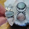 Size 9.25 + Mossy Aquamarine & Tea Colored Morganite