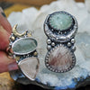 Size 9.25 + Mossy Aquamarine & Tea Colored Morganite