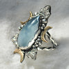 Size 6, Cloud Diviner Ring, Aquamarine, Sterling and Fine Silver and Brass