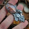 Healed Fracture! Pendant, Falling Leaves, Dendritic Agate