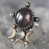 Size 9.5, Moon&Star Triumvirate, Star Sapphire, Sterling and Fine Silver and Brass