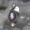 Size 7, Moon&Star Moon Drops, Star Sapphire, Sterling and Fine Silver and Brass
