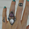 Size 6, Seahorse Mermaid Ring, Huge Sparkling Opal & Faceted Amethyst