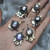 Size 9.5, Moon&Star Triumvirate, Star Sapphire, Sterling and Fine Silver and Brass