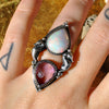 Size 6, Seahorse Mermaid Ring, Huge Sparkling Opal & Faceted Amethyst