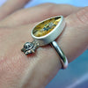 Size 10.5, Moon&Star ring, Golden Star Rutile Quartz, Sterling and Fine Silver