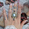 Size 7.75 - Welo Opal and Garnets, Sterling and Fine Silver and Brass Ring