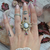 Size 7.75 - Welo Opal and Garnets, Sterling and Fine Silver and Brass Ring