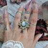 Size 7.75 - Welo Opal and Garnets, Sterling and Fine Silver and Brass Ring