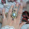 Size 7.75 - Welo Opal and Garnets, Sterling and Fine Silver and Brass Ring