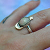 Size 6.5, Moon&Star ring, Opal, Sterling and Fine Silver