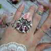 Size 7 - Ruby and Rhodochrosite, Sterling and Fine Silver Ring