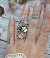 Size 6 - Quartz and Tourmaline, Sterling and Fine Silver Ring
