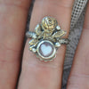 Size 6, Sweet Bloom, Vintage Glass, Sterling and Fine Silver and Brass