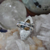 Size 9, Moon&Star ring, Golden Star Rutile Quartz, Sterling and Fine Silver