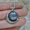 PENDANT, Star Gazing Oracle, Star Sapphire, Sterling and Fine Silver