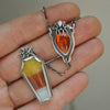 Spider's Parlor, Candy Corn Coffin Pendant, Sterling and Fine Silver