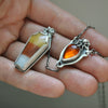 Spider's Parlor, Candy Corn Coffin Pendant, Sterling and Fine Silver