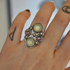 Size 6.75, Moon&Star deluxe SINGLE!, Prehnite and Spinel, Sterling and Fine Silver and Brass