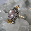 Size 7, Moon&Star Fortuna, Star Sapphire, Sterling and Fine Silver and Brass