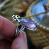 SIZE 8.25 - Amethyst, Sterling and Fine Silver and Brass Ring