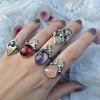 Size 7.5 - Smoky Amethyst, Sterling and Fine Silver and Brass Ring