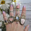 Size 7.75 - Welo Opal and Garnets, Sterling and Fine Silver and Brass Ring