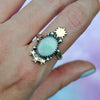Size 10, Moon&Star ring, Australian Opal, Sterling and Fine Silver