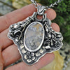 Dried Flowers, Natural Moss Agate Pendant