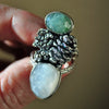 Size 7.25, Winter Offerings, Emerald and Moonstone