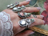 Size 8, Forget Me Not, Ring, Hematite Quartz and Opal