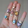 Size 4.75, Moon&Star sets, Imperial Topaz and Opal Amethyst, Sterling and Fine Silver