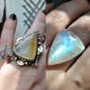 Custom Order!! MOONSTONE, Divination Ring, Sterling and Fine Silver and Brass